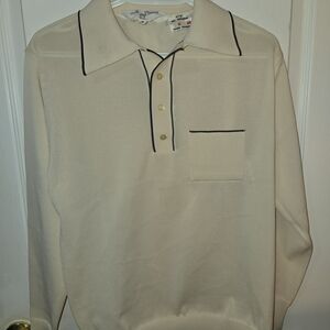 Men's Vintage 70s Cream Shirt with Black Accents